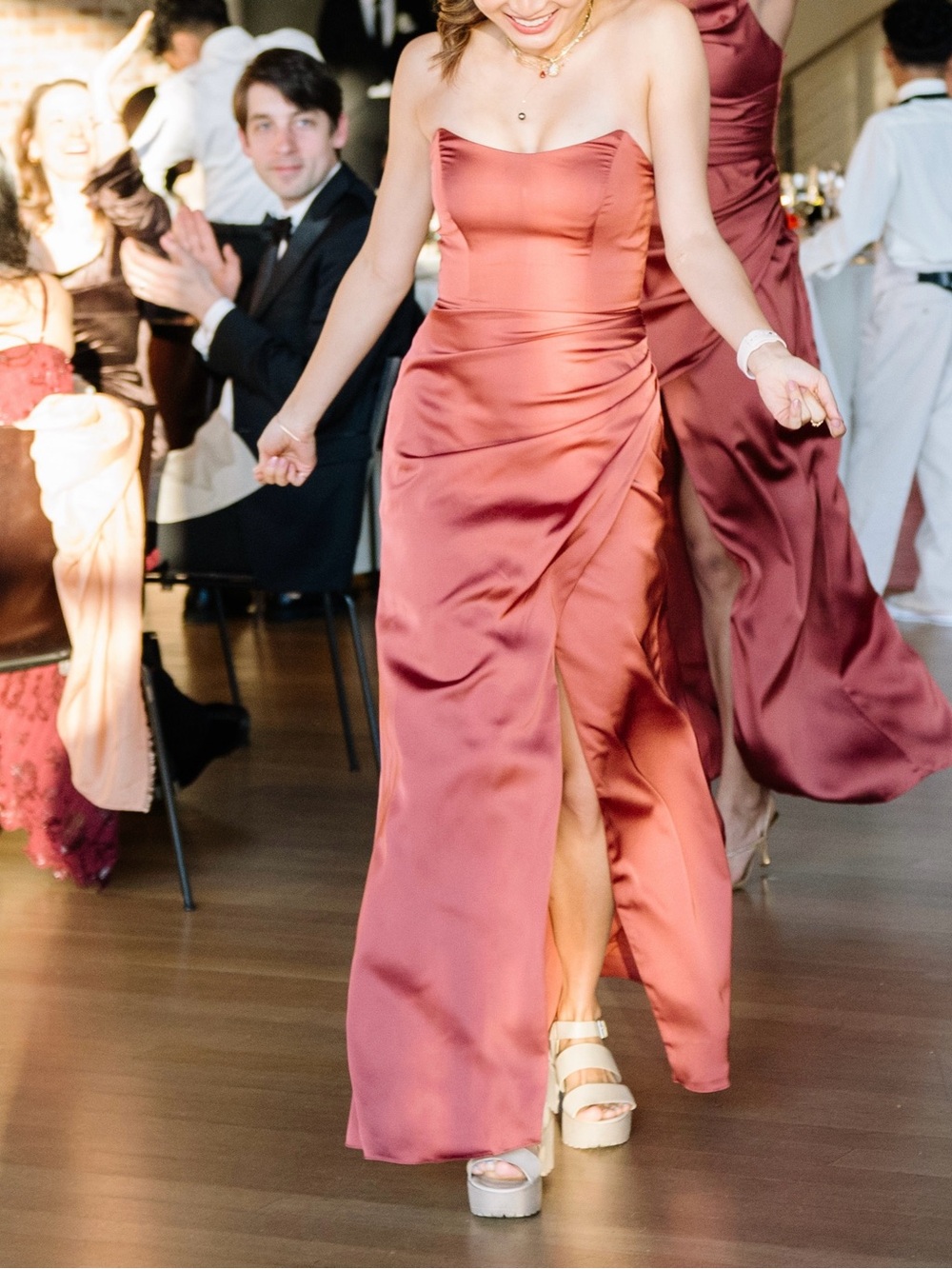 Birdy Grey Strapless Satin Gown - color spice (burnt orange)